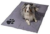 dobar 60422 Große Kühlmatte für Hunde, selbstkühlende Haustiermatte mit Pfoten Muster, 99,5 x 70 cm, Grau