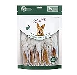 DOKAS Kaninchenohren mit Fell – Getreidefreier Premium Natursnack für Hunde aus 100% Kaninchen – Lang für große Hunde – 1 x 180 g