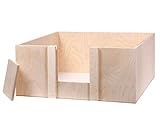 Alsino Wurfbox Welpenbox Wurfkiste Welpenkiste für Hunde & Katzen Bett, aus Holz - handgefertigt - Maße: 60 x 60 x 25 cm