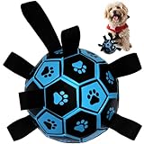 Hundespielzeug – Hundefußball mit Greif-Laschen für interaktives Spielen. Robuster Hundeball, Zerrspielzeug, Hunde Apportierball, Wurfspielzeug Hund schwimmend