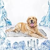 NIBESSER Kühlmatte für Hunde und Katzen Selbstkühlend Kältematte kühlkissen Hund geeignet für Zuhause unterwegs Auto rutschfeste(grau，L)